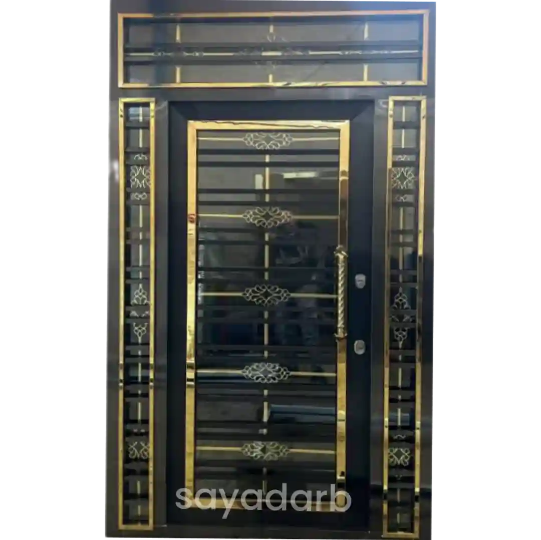 درب استیل جدید رنگ مشکی طلایی کد 249 1 درب استیل جدید